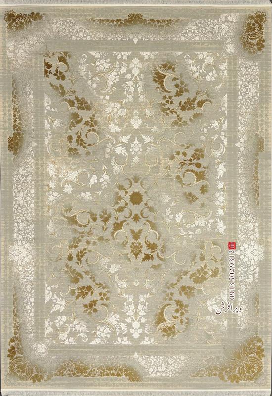 فرش ماشینی 1200 شانه طرح لاجورد تراکم 3600 رنگ نقره ای
