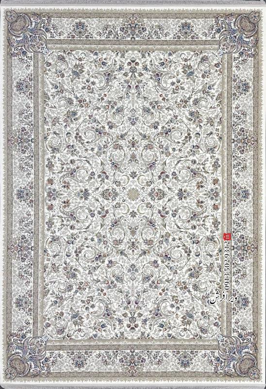 فرش ماشینی 1200 شانه طرح هلنا تراکم 3600 رنگ کرم