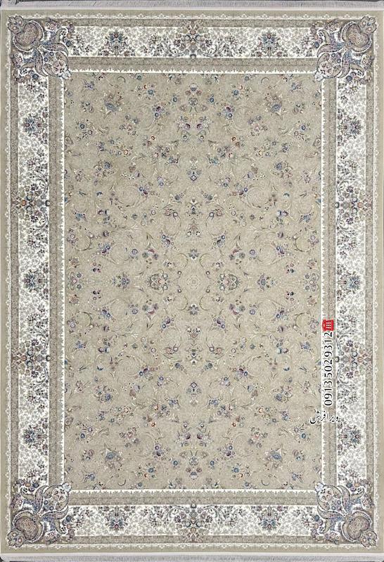 فرش ماشینی 1200 شانه طرح هلنا تراکم 3600 رنگ صدفی