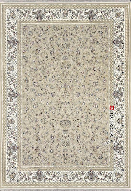 فرش ماشینی 1200 شانه طرح گندم تراکم 3600 رنگ صدفی