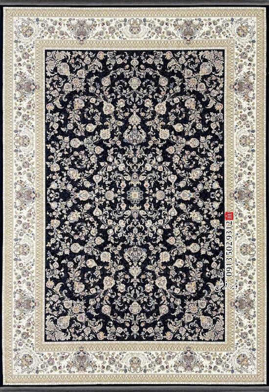 فرش ماشینی 1200 شانه طرح گندم تراکم 3600 رنگ سورمه ای