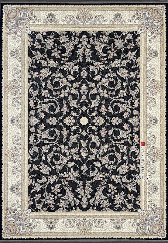 فرش ماشینی 1200 شانه طرح هلنا تراکم 3600 رنگ سرمه ای