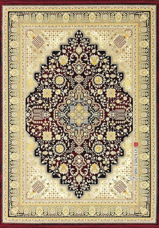 فرش ماشینی 1200 شانه طرح وصال تراکم 3600 رنگ روناسی