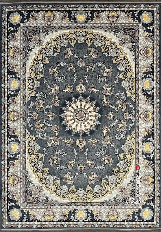 فرش ماشینی 700 شانه طرح نگین تراکم 2550 رنگ دودی