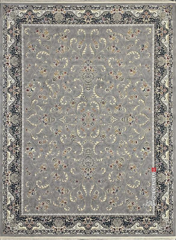 فرش ماشینی 700 شانه طرح مینیاتور تراکم 2550 رنگ نقره ای