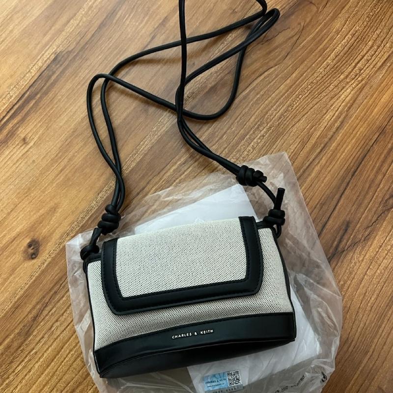 کیف زنانه Charles & Keith روی زمینه چوبی