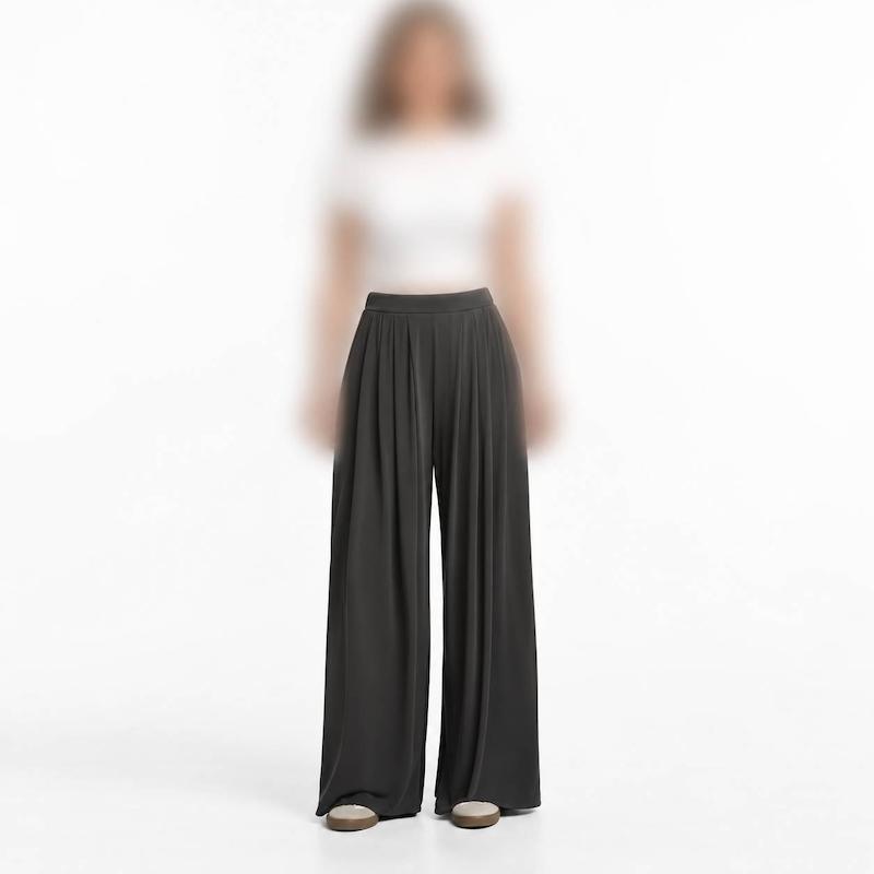 شلوار اویشو Oysho مدل Light Touch wide-leg trousers رنگ مشکی
