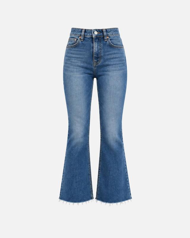 شلوار جین فلر زارا Zara مدل Cropped Flare Medium Blue اورجینال در ایران