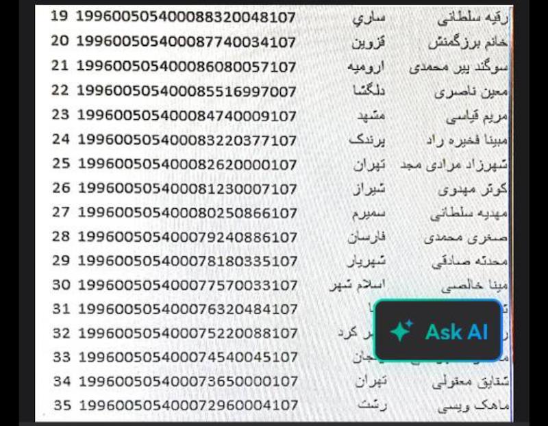 كد رهگيري ها ارديبهشت 