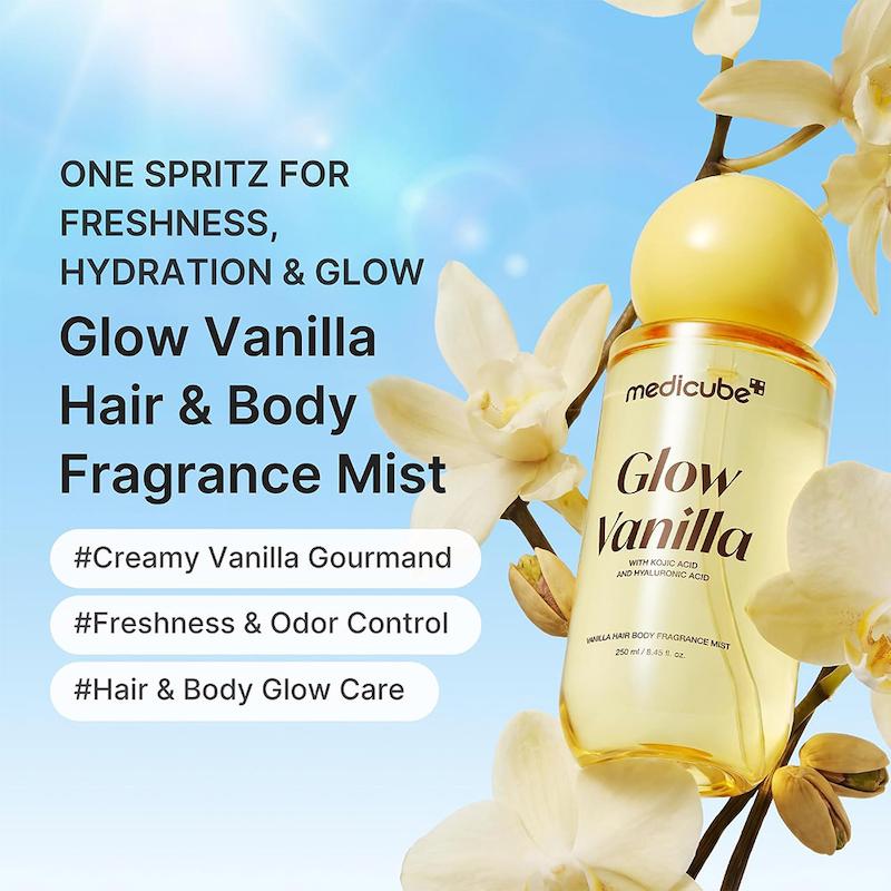 میست خوشبو کننده مو و بدن مدیکیوب با رایحه وانیل آبرسان و درخشان کننده پوست medicube Glow Vanilla Hair & Body Fragrance Mist