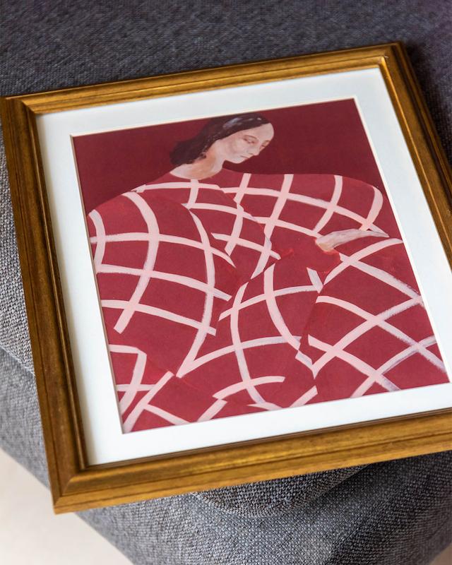 girl in red gold frame