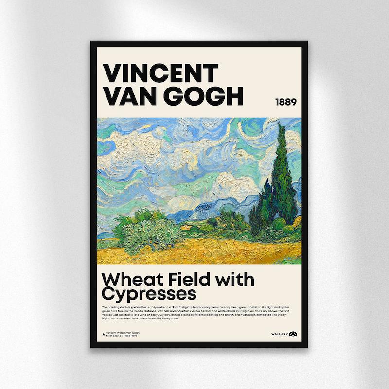 تابلو دیزاین - Wheat Field with Cypresses