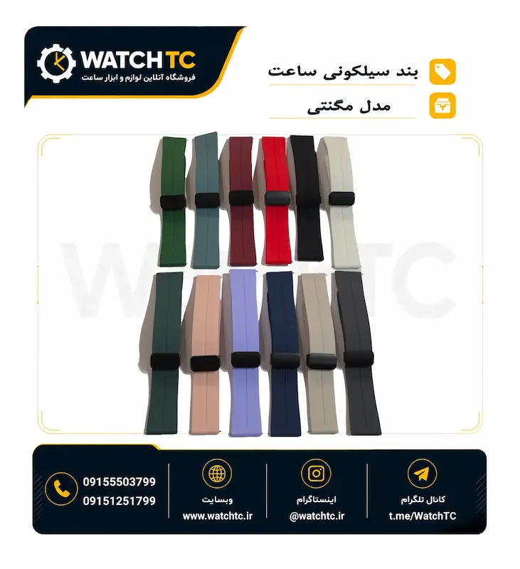 بند سیلیکونی مگنتی ساعت 20 و 22 میلی متر