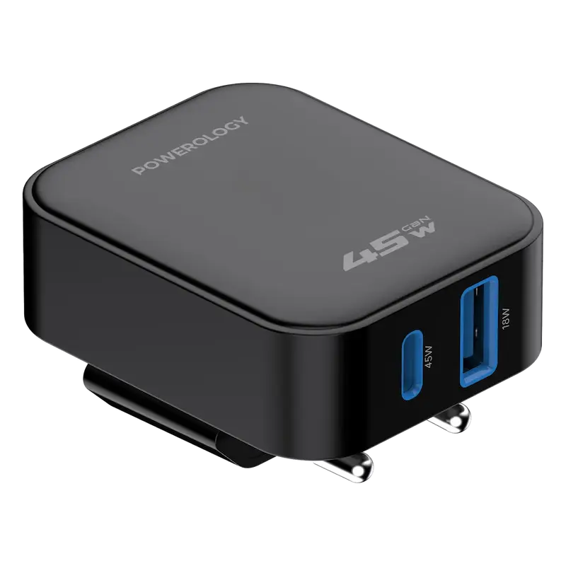 شارژر دیواری Powerology Crab Foldable EU GaN Charger