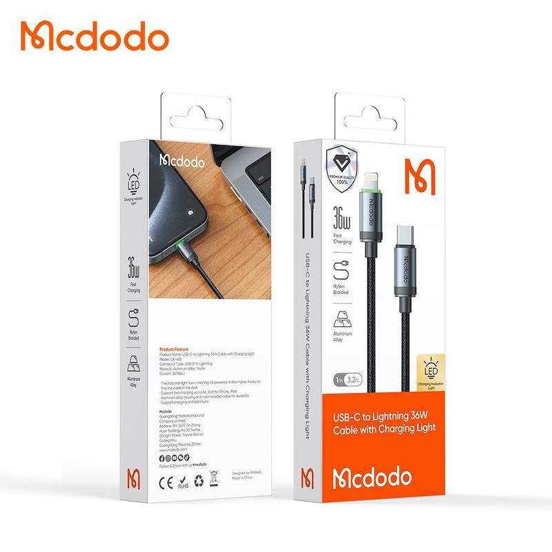 کابل شارژ تایپ سی به لایتنینگ 36 وات مک دودو مدل MCDODO Type-c to Lightning CA-4820