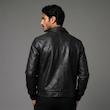 کاپشن چرم مردانه جورج ساده مشکی