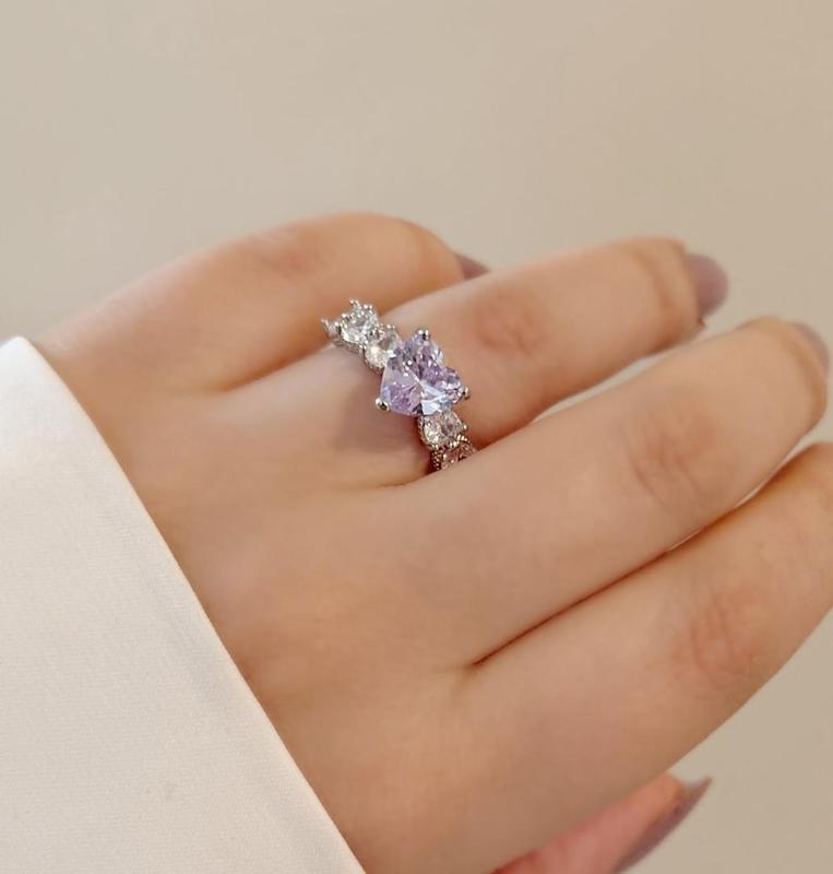 انگشتر جواهری قلب یاسی 