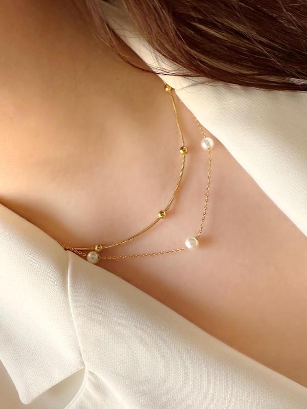 گردنبند مرواریدی طلایی