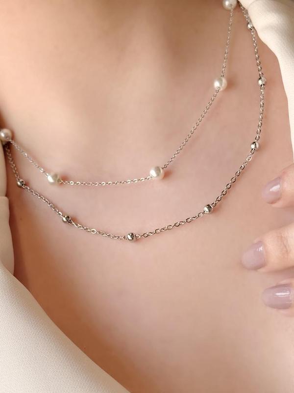 گردنبند مرواریدی نقره ای 