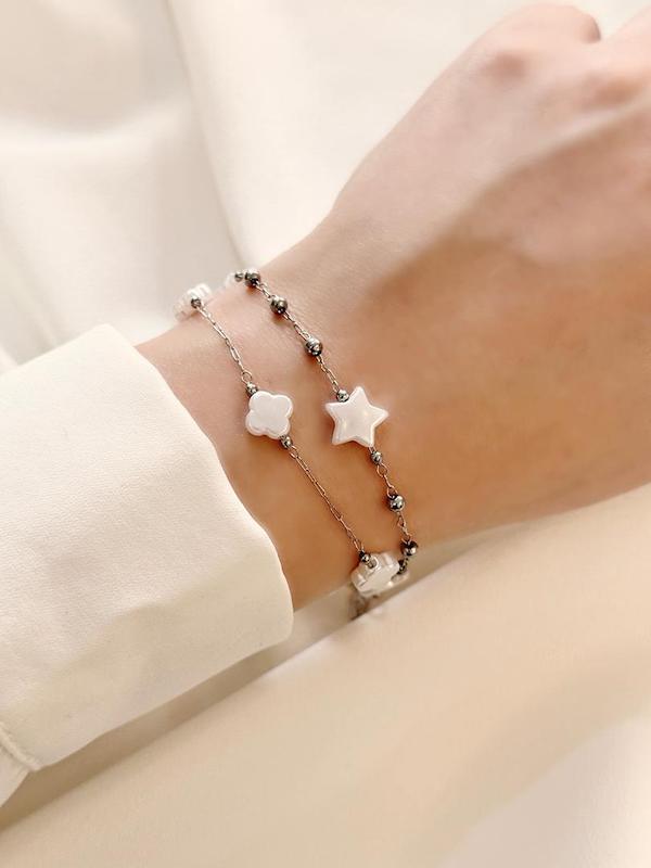 دستبند صدفی ونکلیف و ستاره 