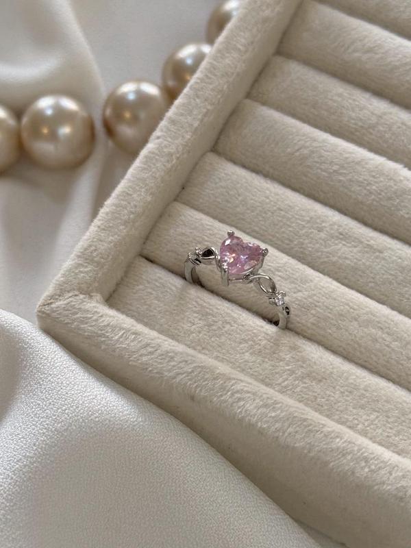 انگشتر جواهری قلب صورتی