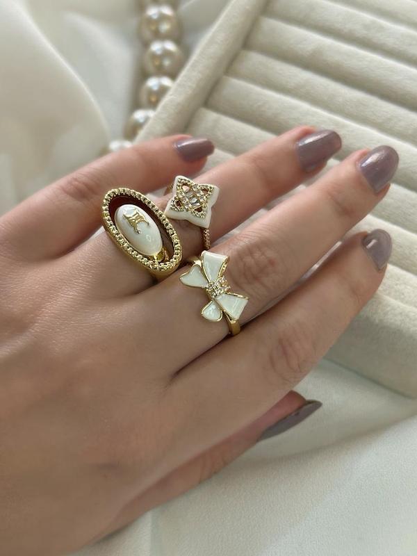 انگشتر مینا کاری کالکشن سفید 