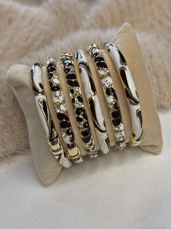 بنگل میناکاری سفید مشکی 