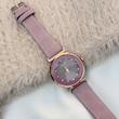 ساعت صورتی بند چرمی