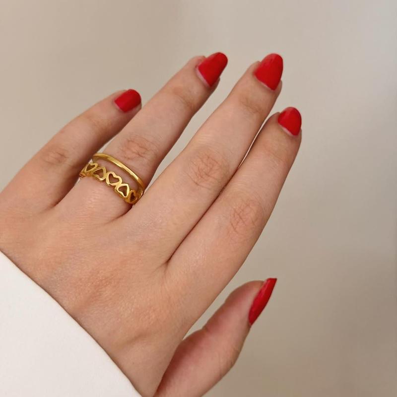 انگشتر طلایی قلب لاین 