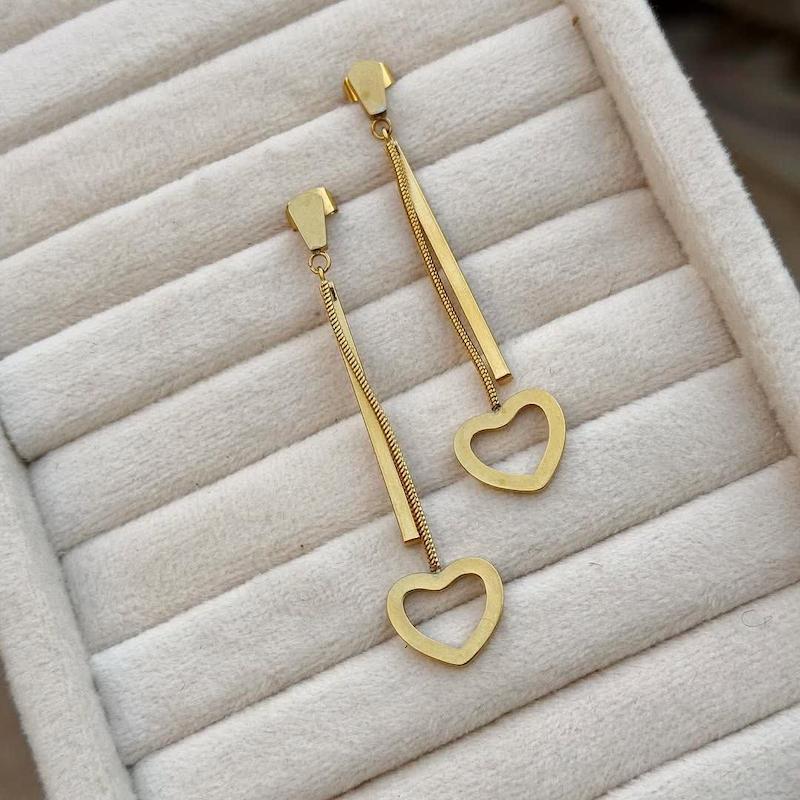 گوشواره استیل بلند قلبی