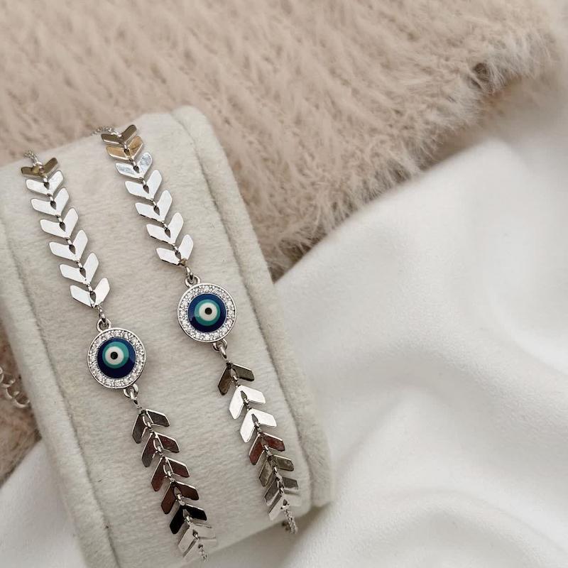 دستبند چشم نظر آبکاری طلا