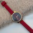 ساعت بند چرمی قرمز