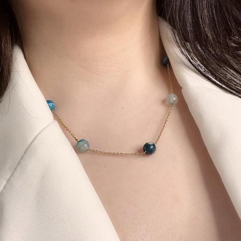 نیم ست سنگی عقیق ابی