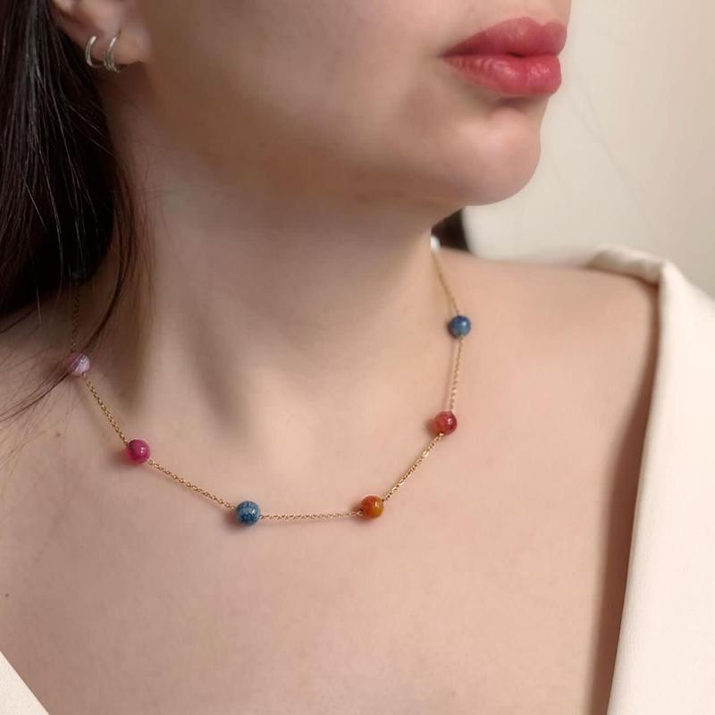 نیم ست سنگی عقیق رنگی