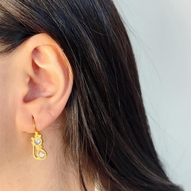 گوشواره کریستال گربه