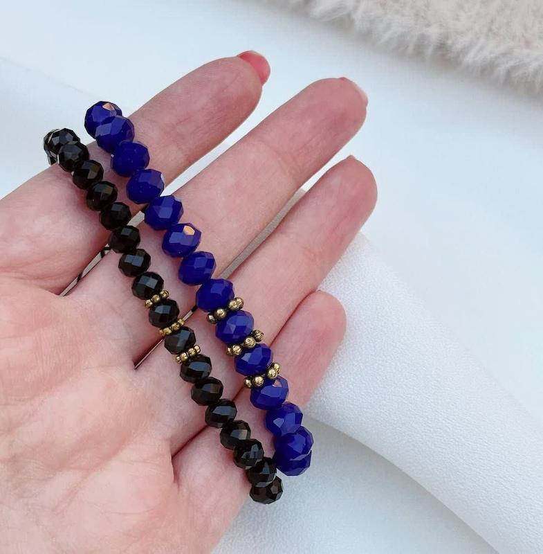 دستبند کریستالی فری سایز سرمه ای و مشکی