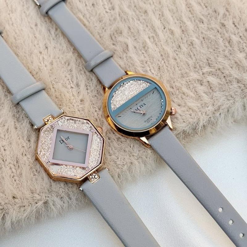 ساعت بند چرمی طوسی