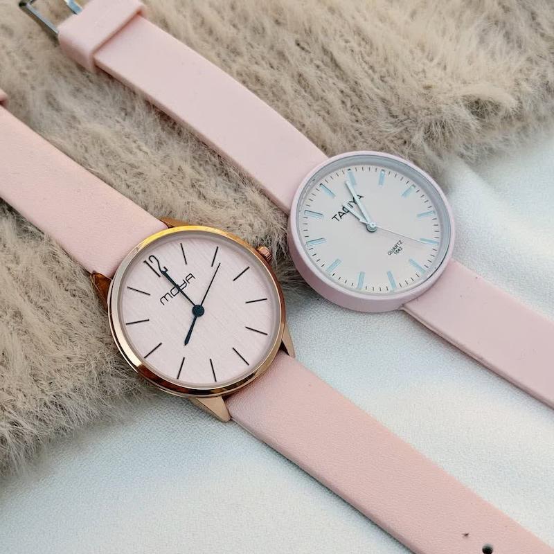 ساعت بند چرمی صورتی