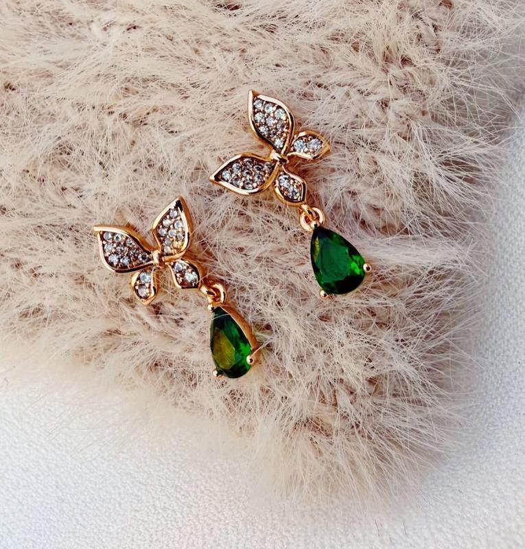 گوشواره ژوپینگ نگین سبز 