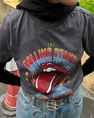 تیشرت ذغالی rolling stone برند mango