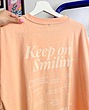 تیشرت نخی صورتی کمرنگ keep on smiling برند H&M