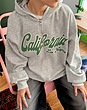 سوییشرت اورسایز تو کرکی طوسی ملانژ california برند Bershka