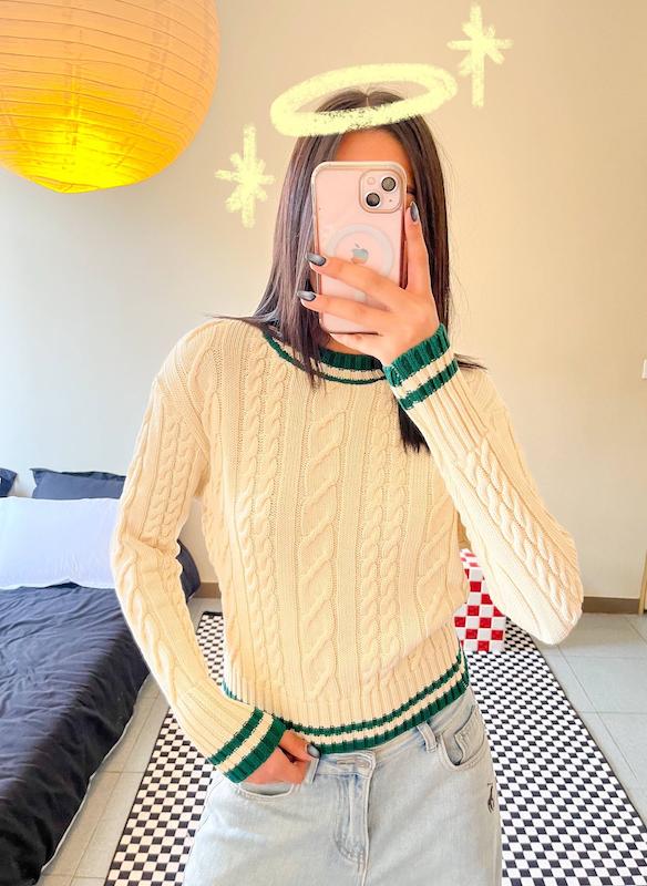 بافت نرم و لطیف شیری خط سبز برند Zara