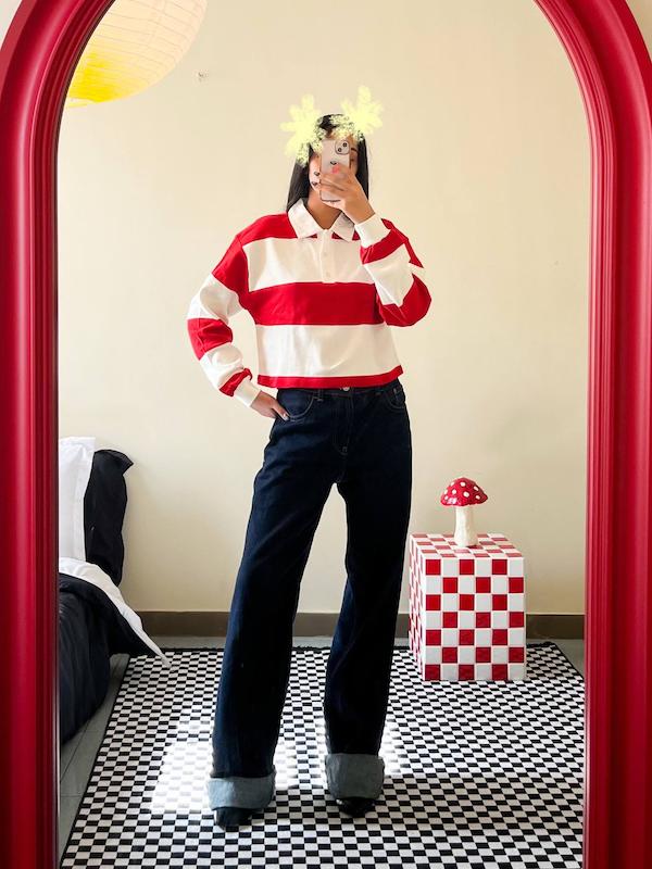 دورس راه راه قرمز سفید برند Cool defacto