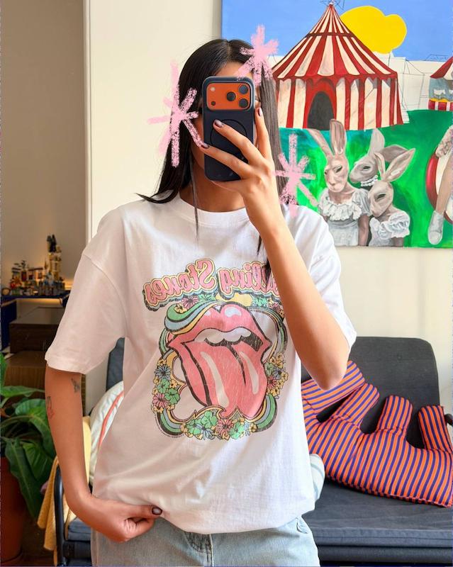 تیشرت نخی rolling stone سفید برند Topten