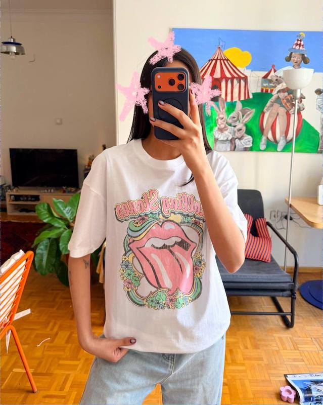 تیشرت نخی rolling stone سفید برند Topten