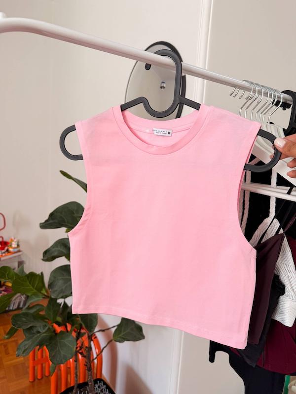 کراپ شرت نخی صورتی کمرنگ برند zara