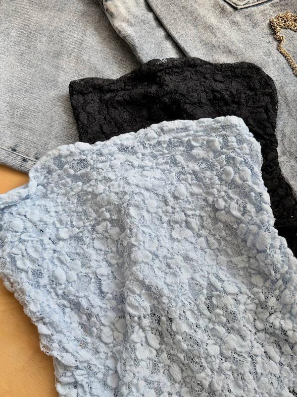 بادی دکلته گیپوری آبی آسمونی برند bershka