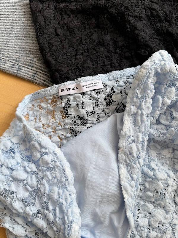 بادی دکلته گیپوری آبی آسمونی برند bershka