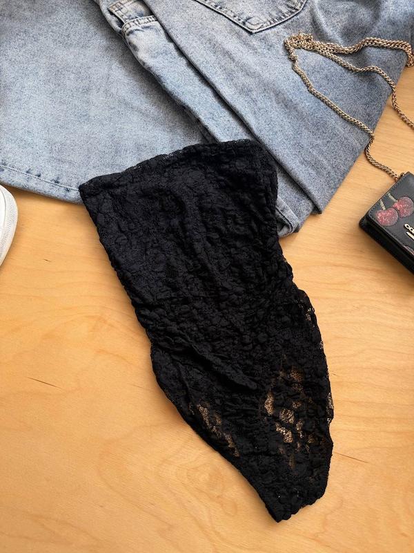 بادی دکلته گیپوری مشکی برند bershka
